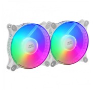 Mars Gaming MF-DUO Kit de Ventiladores - Iluminacion 360º FRGB RAINBOW - Ultra Silencioso - Conectividad 3PIN+4PIN - 2 Unidades - Color Blanco