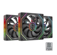 Mars Gaming MF-LINKFINITYKIT2 Pack de 3 Ventiladores de 120mm - Iluminacion ARGB Infinity Mirror - Silencioso 12dB - Modular Linkfinity Magnetico - Color Negro