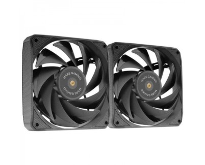 Mars Gaming MF-NCLX2 Kit de Ventiladores PWM - Aspas Hibridas - Rodamientos FDB de Cobre - Pads Antivibracion - Control Preciso de Velocidad - Flujo de Aire 72 CFM - Color Negro
