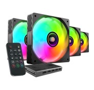Mars Gaming MF-SI4KIT Pack de 4 Ventiladores de 120mm - Iluminacion ARGB Infinity Mirror - Silencioso 14dB - Mando a Distancia y Hub ARGB - Color Negro