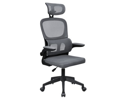 Mars Gaming MGC-ERGOPRO Silla de Oficina Ergonomica - Reposacabezas, Soporte Lumbar y Reposabrazos Ajustable - Malla Transpirable - Asiento de Espuma - 600x610x1300mm - Color Gris y Negro