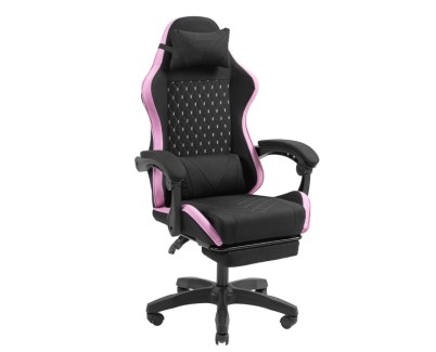 Mars Gaming MGC-X FABRIC Silla Gaming Ergonomica - Reposapies Extensible - Cojines Lumbar y Cervical - 660x540x1250mm - Tejido Transpirable - Color Negro y Rosa