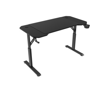 Mars Gaming MGD-ERGO120 Mesa Gaming - Altura Ajustable con 3 Posiciones - Soportes Auriculares y Bebidas - Alfombrilla XXL - Estructura Acero - 120x60x1.5cm - Acabado en Fibra de Carbono - Color Negro
