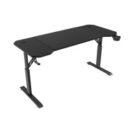Mars Gaming MGD-ERGO140 Mesa Gaming - Altura Ajustable con 3 Posiciones - Soportes Auriculares y Bebidas - Alfombrilla XXL - Estructura Acero - 140x60x1.5cm - Acabado en Fibra de Carbono - Color Negro