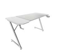 Mars Gaming MGD-X140 Mesa Gaming - Soportes Auriculares y Bebidas - Alfombrilla XXL - Estructura Acero - 140x60x1.5cm - Acabado en Fibra de Carbono - Color Blanco