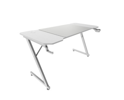 Mars Gaming MGD-X140 Mesa Gaming - Soportes Auriculares y Bebidas - Alfombrilla XXL - Estructura Acero - 140x60x1.5cm - Acabado en Fibra de Carbono - Color Blanco