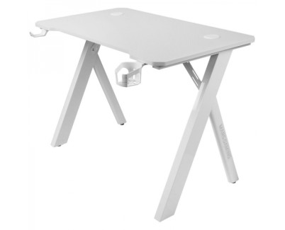 Mars Gaming MGD100RGB Mesa Gaming - Iluminacion RGB Control Remoto - Estructura Acero y Fibra de Carbono - Alfombrilla XXL Incluida - Color Blanco