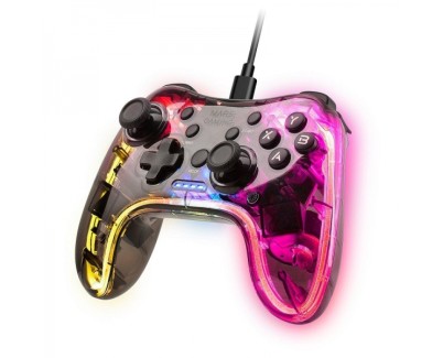 Mars Gaming MGP-C Gamepad Profesional - Iluminacion NEON RGB - Vibracion Haptica Dual - Compatibilidad Multiplataforma - 20 Botones Tactiles - Color Varios