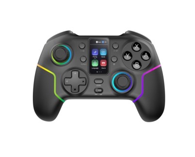 Mars Gaming MGP-V3 Controlador Inalambrico - Bluetooth - Autonomia hasta 9h - Jack 3.5mm - Luz RGB - 1000mAh - Cable USB-C de 1m - Pantalla LCD - Goma Antideslizante - 157x108x56mm - Color Negro