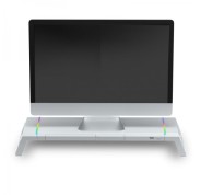 Mars Gaming MGS-ONE Soporte Monitor - Iluminacion CHROMA RGB - Tamaño Ajustable - Ergonomia Optima - Conector USB 2.0 - Stand para Smartphone - Color Varios