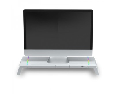Mars Gaming MGS-ONE Soporte Monitor - Iluminacion CHROMA RGB - Tamaño Ajustable - Ergonomia Optima - Conector USB 2.0 - Stand para Smartphone - Color Varios