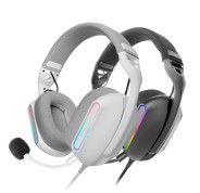 Mars Gaming MH-PRO Auriculares Gaming - Cable de 180cm - Almohadillas Air Transpirables - Controles Integrados - Microfono Integrado - Iluminacion ARGB - 76x200x187mm - Color Blanco