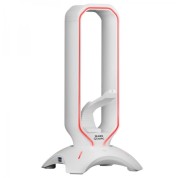Mars Gaming MHHPRO Accesorio 3 en 1 - Soporte Auriculares - Bungee Raton - 2 Puertos USB 3.0 - Iluminacion RGB Flow 10 Modos - Control Tactil - Color Blanco