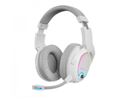 Mars Gaming MHW-100 Auriculares Inalambricos - Sonido Envolvente - Iluminacion ARGB - 40h de Bateria - Microfono ENC Extraible - Conexion 2.4GPRO Sin Latencia - Color Blanco