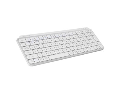 Mars Gaming MK-SILENKEYS Teclado Completo Inalambrico - Bluetooth - Disposicion Francesa AZERTY FR - 720mAh - Teclas Silenciosas de Perfil Bajo - Accesos Directos - 384x132x24mm - Color Blanco