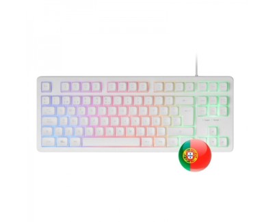 Mars Gaming MK023 Teclado Gaming - Tecnologia H-Mech RED - Iluminacion FRGB LED - Anti-Ghosting - Compatibilidad Universal - Estructura Robusta - Portugues - Color Blanco