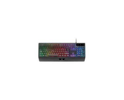 Mars Gaming MK124 Teclado Completo Hibrido H-Mech - Almohadilla Integrada - Disposicion Portuguesa QWERTY PT - Iluminacion FRGB - 450x181x36mm - Color Negro