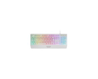 Mars Gaming MK124 Teclado Completo Hibrido H-Mech - Almohadilla Integrada - Disposicion QWERTY ES - Iluminacion FRGB - 450x181x36mm - Color Blanco
