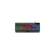 Mars Gaming MK124 Teclado Completo Hibrido H-Mech - Almohadilla Integrada - Disposicion QWERTY ES - Iluminacion FRGB - 450x181x36mm - Color Negro