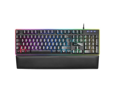 Mars Gaming MK320 Teclado Hibrido USB - Retroiluminacion LED RGB - Reposamu&ntilde;ecas Acolchado - Antighosting - Cable de 1.50m