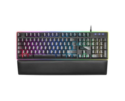 Mars Gaming MK320 Teclado Hibrido USB - Retroiluminacion LED RGB - Reposamuñecas Acolchado - Antighosting - Cable de 1.50m