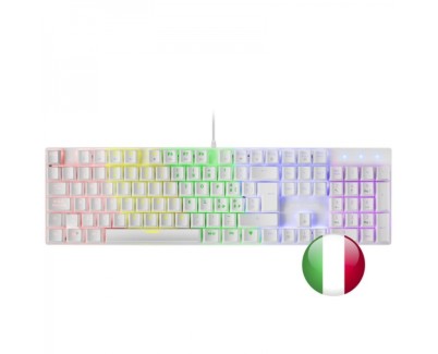 Mars Gaming MK422 Teclado Gaming Mecanico - Iluminacion RGB 12 Modos - Teclas Imborrables - Switches Antipolvo - Funciones Multimedia - Multiplataforma - Italiano - Color Blanco