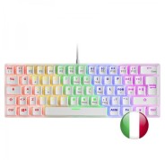 Mars Gaming MK60 Teclado Gaming Mecanico - Ultra-compacto 60% - Iluminacion RGB - Switches Antipolvo - Teclas Imborrables - Anti-ghosting Avanzado - Italiano - Color Blanco