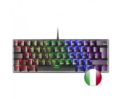 Mars Gaming MK60 Teclado Gaming Mecanico - Ultra-Compacto 60% - Switches Antipolvo - Iluminacion RGB - Teclas Imborrables - Anti-Ghosting Avanzado - Multiplataforma - Italiano - Color Negro
