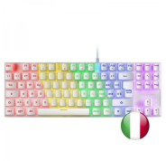 Mars Gaming MK80 Teclado Gaming Mecanico - Compacto TKL - Iluminacion RGB - Teclas Imborrables - Switches Antipolvo - Multiplataforma - Anti-Ghosting Avanzado - Italiano - Color Blanco