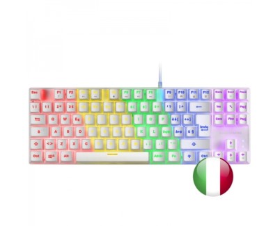Mars Gaming MK80 Teclado Gaming Mecanico - Compacto TKL - Iluminacion RGB - Teclas Imborrables - Switches Antipolvo - Multiplataforma - Anti-Ghosting Avanzado - Italiano - Color Blanco