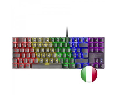 Mars Gaming MK80 Teclado Gaming Mecanico - TKL Compacto - Iluminacion RGB - Switches Antipolvo - Teclas Imborrables - Multiplataforma - Anti-Ghosting Avanzado - Italiano - Color Negro