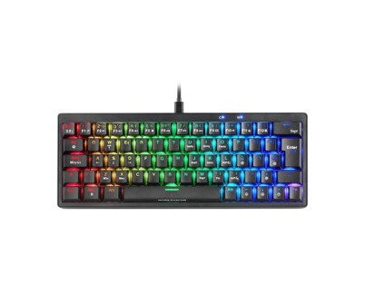 Mars Gaming MKMINIPRO Teclado Compacto Hibrido H-Mech - Switch SKN Marron - Disposicion QWERTY ES - Iluminacion RGB Chroma - 300x114x42mm - Color Negro