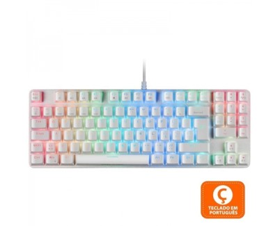 Mars Gaming MKREVO PRO Teclado Mecanico - TKL con Pad Numerico - Switches OUTEMU PRO - Iluminacion FULL RGB - Base de Aluminio - Multiplataforma - Portugues - Color Blanco