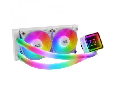 Mars Gaming ML-ULTRA240 Kit de Refrigeracion Liquida - Potencia 500W - Bomba OPTI-CHAMBER Gen 3 - Iluminacion ARGB 360º - Ventiladores Silenciosos - Compatibilidad Universal - Color Blanco