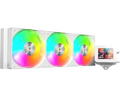 Mars Gaming ML-VISION360 Kit de Refrigeracion Liquida - Potencia 600W - Compatibilidad Universal - Iluminacion ARGB - Bomba Opti-Chamber - Pantalla LCD - Color Blanco