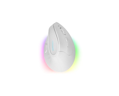 Mars Gaming MM-SK Raton Gaming Inalambrico Vertical para Diestros - Sensor 8400dpi - Bluetooth 5.1 - RF 2.4Ghz - Switches HUANO - Iluminacion RGB - 109x73x76mm - Color Blanco