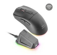 Mars Gaming MM-T3 Raton Inalambrico Ultraligero - 14400dpi - Bluetooth 5.0 - Rf 2.4Ghz - Switches HUANO - Base con Luces RGB - 7 Botones Configurables - 118x64x40mm - Color Negro