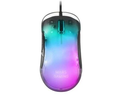 Mars Gaming MMGLOW Raton Gaming USB 12800dpi - Cuerpo con Acabado Espejo - 6 Botones - Iluminacion RGB Chroma - Uso Diestro - Cable de 1.70m