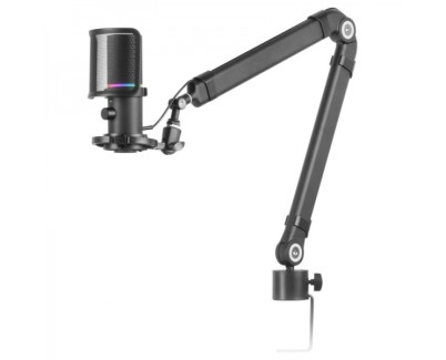 Mars Gaming MMIC-XT Microfono Personalizable - Modos Cardioide y Reduccion de Ruido - Brazo Regulable - Filtro Pop - Iluminacion ARGB - USB/3.5mm - Color Negro