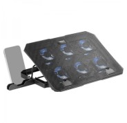 Mars Gaming MNBC23 Base de Refrigeracion - 6 Ventiladores LED Azul - Stand Ajustable - Estructura Resistente - Soporte Smartphone Integrado - Color Negro