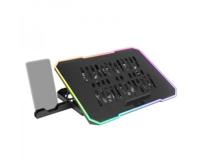 Mars Gaming MNBC7 Base Refrigeradora - 6 Ventiladores Controlables - Altura Regulable - Soporte Movil Integrado - 2 Puertos USB 2.0 - Color Negro