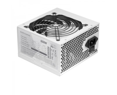 Mars Gaming MPIII650 Fuente de Alimentacion - Tecnologia AI-RPM Silenciosa - 99% Eficiencia DIGITAL APFC - Cables Planos Extra Largos - Certificacion TÜV Rheinland - Color Blanco