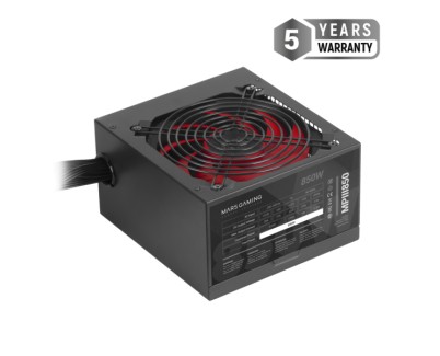 Mars Gaming MPIII850 Fuente de Alimentacion 850W ATX - Silencio Absoluto - Eficiencia Profesional - Diseño de Cables Optimizado - Empaquetado de Alta Proteccion EPE - Ventilador 120mm - Color Negro