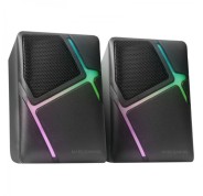 Mars Gaming MS-H Altavoces Compactos - Sonido Envolvente 10W - Iluminacion RGB Flow - Drivers Invertidos 3D-Surround - Control de Volumen Rapido - Conexion USB/Jack - Color Negro