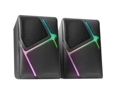 Mars Gaming MS-H Altavoces Compactos - Sonido Envolvente 10W - Iluminacion RGB Flow - Drivers Invertidos 3D-Surround - Control de Volumen Rapido - Conexion USB/Jack - Color Negro