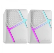 Mars Gaming MS-H Altavoces Compactos - Sonido Envolvente 10W - Iluminacion RGB Flow - Drivers Invertidos - Conexion Jack y USB - Control de Volumen Facil - Color Blanco