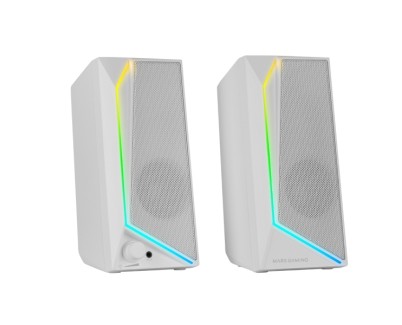 Mars Gaming MS72 Altavoces Gaming de 15W - Luces RGB - Jack 3.5mm - Procesador de Sonido DSP - 178x79x110mm - Color Blanco