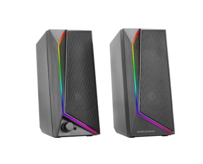 Mars Gaming MS72 Altavoces Gaming de 15W - Luces RGB - Jack 3.5mm - Procesador de Sonido DSP - 178x79x110mm - Color Negro