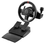Mars Gaming MWH-RSXONE Juego de Volante 270º y Pedales de Carreras XL - Respuesta Instantanea - Vibracion Inmersiva - Levas y Palanca Secuencial Integrada - 11 Botones - DPad - 260x275x240mm - Color Negro