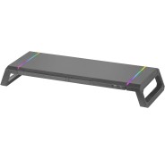 Mars Gaming Soporte Premium para Monitor MGS-ONE - Ajustable 3 Tamaños - Iluminacion Chroma RGB - USB 2.0 - Cajon Almacenaje - Color Negro